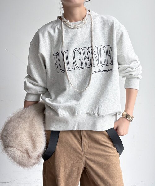 DouDou(ドゥドゥ)の「【WEB限定】 FULGENCE裏毛ロゴ刺繍プルオーバー(Tシャツ/カットソー・レディース・ダークグレー/オフホワイト/グレー・FREE)」の21枚目の写真