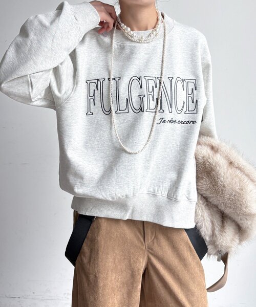 DouDou(ドゥドゥ)の「【WEB限定】 FULGENCE裏毛ロゴ刺繍プルオーバー(Tシャツ/カットソー・レディース・ダークグレー/オフホワイト/グレー・FREE)」の22枚目の写真