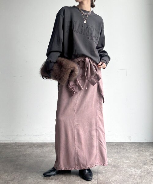 DouDou(ドゥドゥ)の「【WEB限定】 FULGENCE裏毛ロゴ刺繍プルオーバー(Tシャツ/カットソー・レディース・ダークグレー/オフホワイト/グレー・FREE)」の7枚目の写真