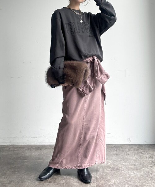DouDou(ドゥドゥ)の「【WEB限定】 FULGENCE裏毛ロゴ刺繍プルオーバー(Tシャツ/カットソー・レディース・ダークグレー/オフホワイト/グレー・FREE)」の8枚目の写真