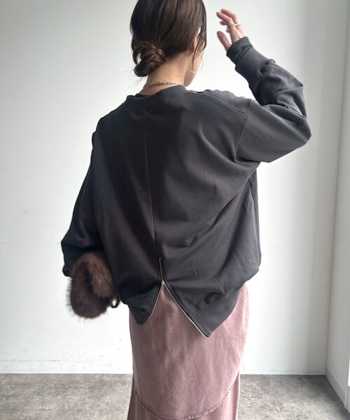 DouDou(ドゥドゥ)の「【WEB限定】 FULGENCE裏毛ロゴ刺繍プルオーバー(Tシャツ/カットソー・レディース・ダークグレー/オフホワイト/グレー・FREE)」の15枚目の写真