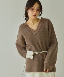【Noka】衿レースVネックプルオーバー《WEB限定》
