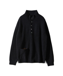 Phoebe High Neck Button Knit Dark Charcoal