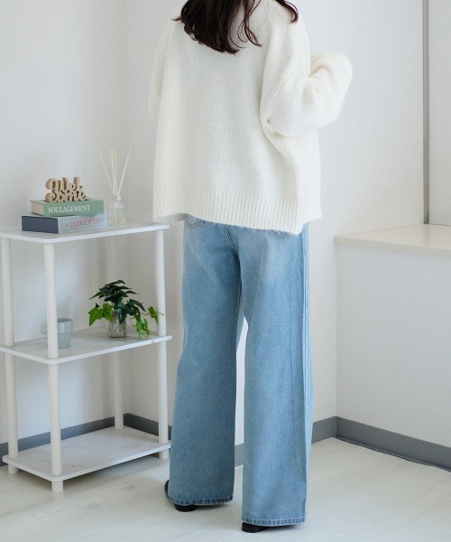 Rejoule(リジュール)の「ハート刺繍×ラインストーン ワイドデニムパンツ(デニムパンツ・レディース・ブルー/グレー・S/M)」の16枚目の写真
