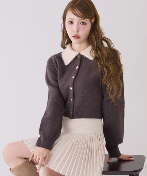 one after another NICE CLAUP(ワンアフターアナザーナイスクラップ)の「【ZOZO限定リバイバル】シャギー襟配色ポロニット(ニット/セーター・レディース・ブラック/ブラウン/アイボリー/グレー・FREE)」の4枚目の写真