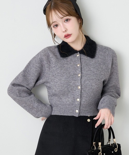 one after another NICE CLAUP(ワンアフターアナザーナイスクラップ)の「【ZOZO限定リバイバル】シャギー襟配色ポロニット(ニット/セーター・レディース・ブラック/ブラウン/アイボリー/グレー・FREE)」の3枚目の写真