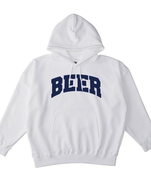 NOBOUND(ノーバウンド)の「NOBOUND(ノーバウンド) プルパーカー メンズ スウェット ビッグシルエット BEER ビール リカー お酒 ロゴ プリント プルオーバーパーカー フーディー スエット トップス レディース ユニセックス(パーカー・メンズ・ブラック/ダークブルー/ダークグリーン/ホワイト・L/XL/M)」の2枚目の写真