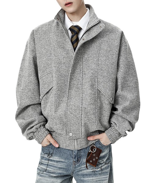 JOHNNY WOLF(ジョニーウルフ)の「LFRITH フェイクウール ツイードタッチ オーバーサイズ ブルゾン(ブルゾン・メンズ・ブラック/グレイッシュベージュ/グレー・M/L/XL)」の3枚目の写真