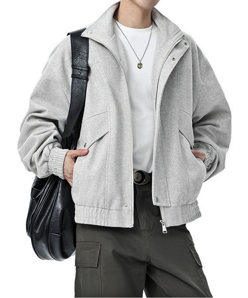 JOHNNY WOLF(ジョニーウルフ)の「LFRITH フェイクウール ツイードタッチ オーバーサイズ ブルゾン(ブルゾン・メンズ・ブラック/グレイッシュベージュ/グレー・M/L/XL)」の1枚目の写真