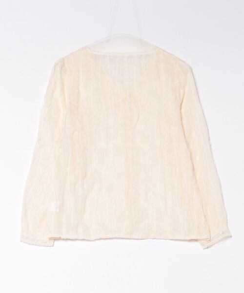 merrylatte（メリーラテ）の「レースVネック シアー長袖ブラウス（シャツ/ブラウス・レディース・ホワイト・S/L/M）」の2枚目の写真