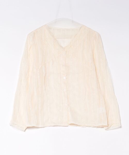 merrylatte（メリーラテ）の「レースVネック シアー長袖ブラウス（シャツ/ブラウス・レディース・ホワイト・S/L/M）」の9枚目の写真