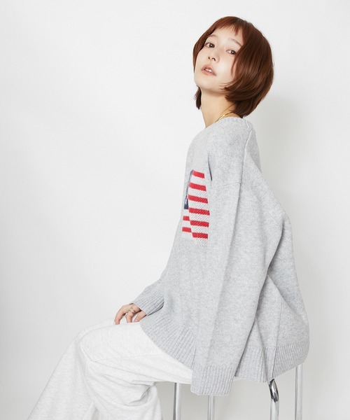 GORGE(ゴージ)の「【超人気アイテム再登場】アメリカ国旗柄ニット|全4色(ニット/セーター・レディース・オフホワイト/ボルドー/杢グレー/ネイビー・F)」の8枚目の写真