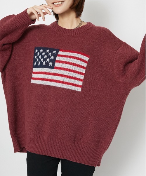 GORGE(ゴージ)の「【超人気アイテム再登場】アメリカ国旗柄ニット|全4色(ニット/セーター・レディース・オフホワイト/ボルドー/杢グレー/ネイビー・F)」の20枚目の写真