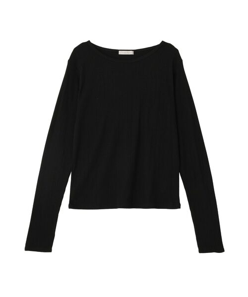 Green Parks(グリーンパークス)の「クルーネックリブ長袖プルオーバー(Tシャツ/カットソー・レディース・ブラック/ホワイト系その他2/チャコールグレー・FREE)」の3枚目の写真