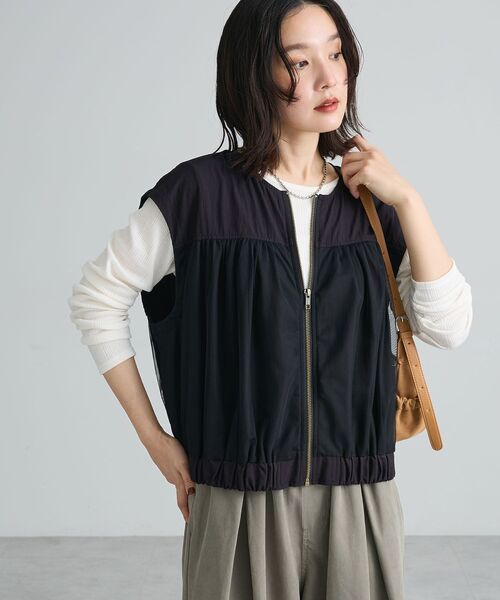 Green Parks(グリーンパークス)の「クルーネックリブ長袖プルオーバー(Tシャツ/カットソー・レディース・ブラック/ホワイト系その他2/チャコールグレー・FREE)」の13枚目の写真
