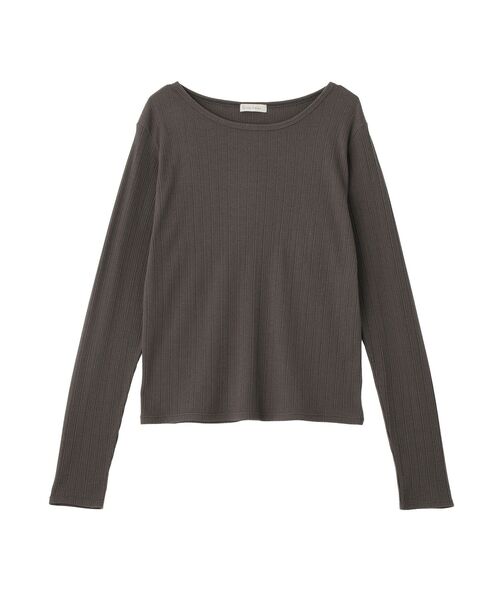 Green Parks(グリーンパークス)の「クルーネックリブ長袖プルオーバー(Tシャツ/カットソー・レディース・ブラック/ホワイト系その他2/チャコールグレー・FREE)」の20枚目の写真