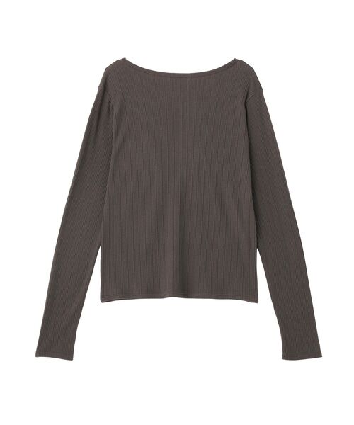 Green Parks(グリーンパークス)の「クルーネックリブ長袖プルオーバー(Tシャツ/カットソー・レディース・ブラック/ホワイト系その他2/チャコールグレー・FREE)」の22枚目の写真
