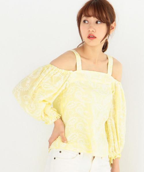 Another Edition（アナザーエディション）の「ペイズリーエンブロブラウス/AEBFC  ペイズリーEMB BLS◆（シャツ/ブラウス・レディース・ホワイト/イエロー/コバルトブルー・FREE）」の3枚目の写真