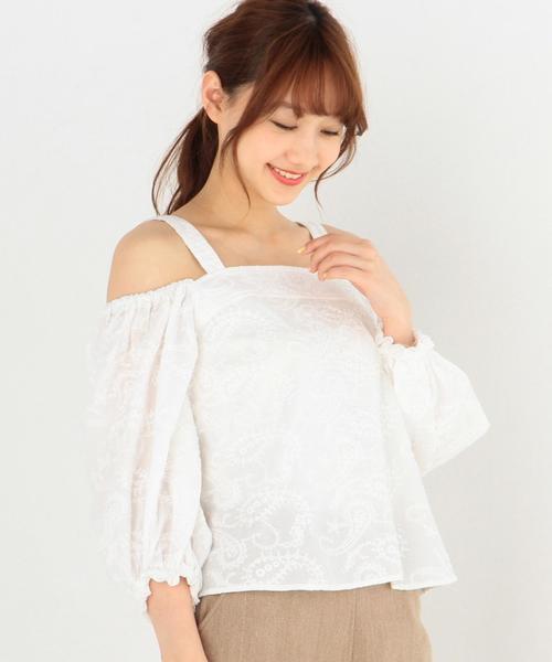 Another Edition（アナザーエディション）の「ペイズリーエンブロブラウス/AEBFC  ペイズリーEMB BLS◆（シャツ/ブラウス・レディース・ホワイト/イエロー/コバルトブルー・FREE）」の14枚目の写真