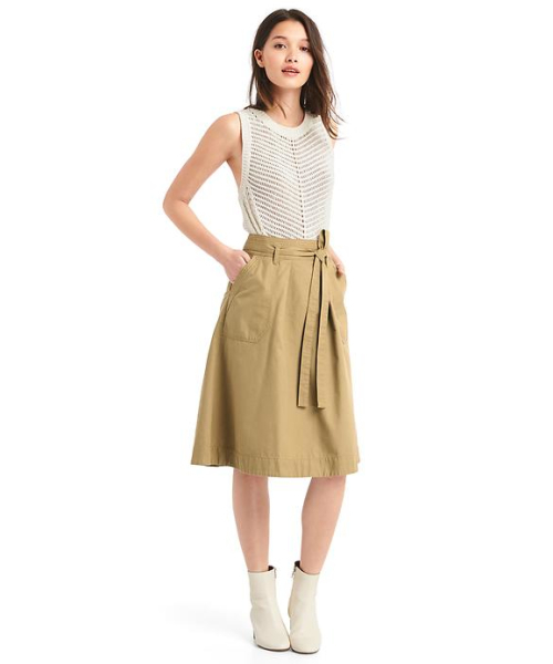 GAP(ギャップ)の「Gap Aライン ユーティリティスカート(スカート・レディース・ベージュ/ネイビー/オリーブ/ブラック・6/0/00/4/2)」の6枚目の写真
