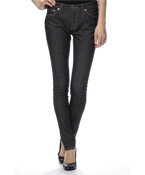 X-girl（エックスガール）の「【mini3月号掲載】SPIKE JEAN(BLK/INDIGO)（デニムパンツ・レディース・ブラック/インディゴブルー・24inch/25inch/26inch/27inch）」の4枚目の写真