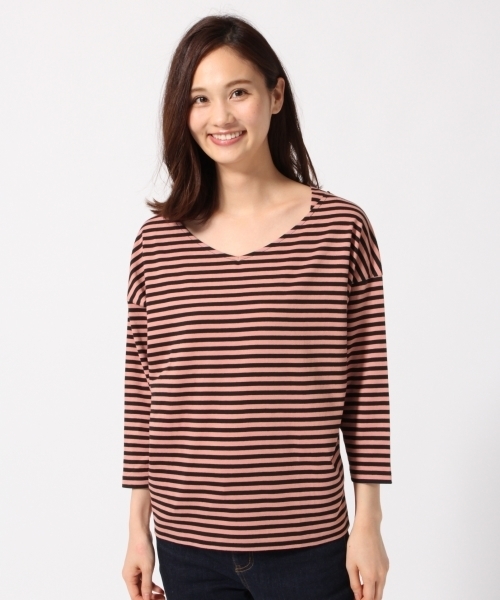 GLOBAL WORK（グローバルワーク）の「スーピマ2WAYネックプルオーバー8分袖/761821（Tシャツ/カットソー・レディース・ホワイト/パープル/ブラック/ピンク/グレー・LARGE/SMALL/MEDIUM）」の5枚目の写真