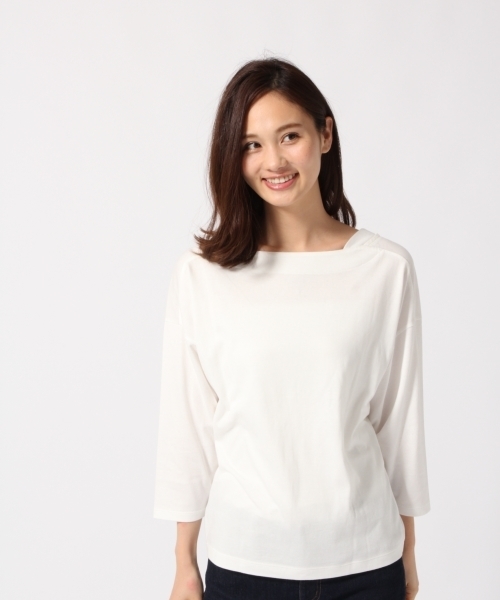 GLOBAL WORK（グローバルワーク）の「スーピマ2WAYネックプルオーバー8分袖/761821（Tシャツ/カットソー・レディース・ホワイト/パープル/ブラック/ピンク/グレー・LARGE/SMALL/MEDIUM）」の6枚目の写真