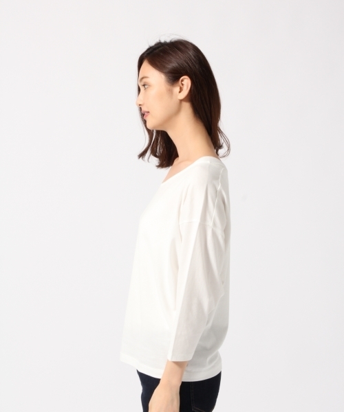 GLOBAL WORK（グローバルワーク）の「スーピマ2WAYネックプルオーバー8分袖/761821（Tシャツ/カットソー・レディース・ホワイト/パープル/ブラック/ピンク/グレー・LARGE/SMALL/MEDIUM）」の7枚目の写真