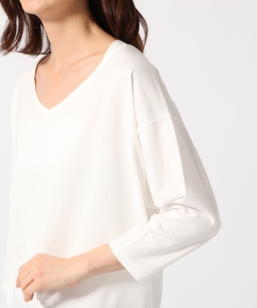 GLOBAL WORK（グローバルワーク）の「スーピマ2WAYネックプルオーバー8分袖/761821（Tシャツ/カットソー・レディース・ホワイト/パープル/ブラック/ピンク/グレー・LARGE/SMALL/MEDIUM）」の10枚目の写真