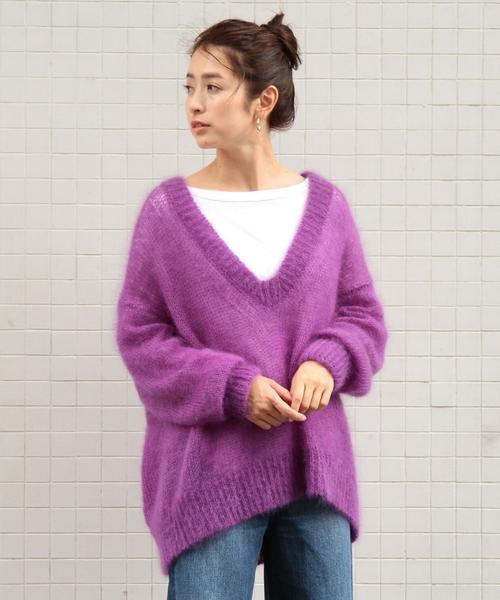 BEAUTY&YOUTH UNITED ARROWS(ビューティーアンドユースユナイテッドアローズ)の「BY∴ モヘアVネックニット ◆(ニット/セーター・レディース・オフホワイト/ネイビー/パープル/イエロー・FREE)」の3枚目の写真