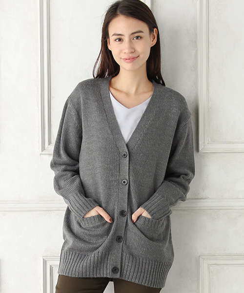 Honeys（ハニーズ）の「【お家で洗える】Ｖネックカーディガン（カーディガン/ボレロ・レディース・ブラック/ベージュ/ネイビー/チャコール/杢グレー・L/LL/M/S）」の3枚目の写真