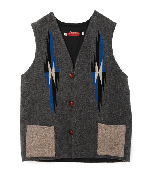 最終値下げ希少BEAMS PLUS×センチネラ　別注チマヨベスト　インディゴ染め 希少BEAMS PLUS×センチネラ 別注チマヨベスト インディゴ染め