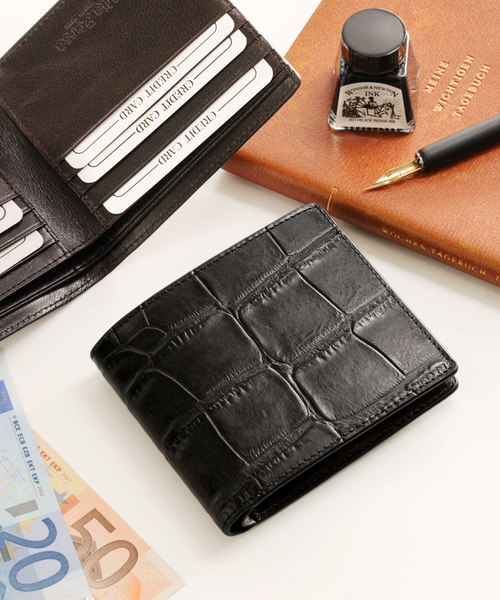 牛革レザークロコダイル型押しミニ折り財布（財布）｜Mia Borsa（ミアボルサ）