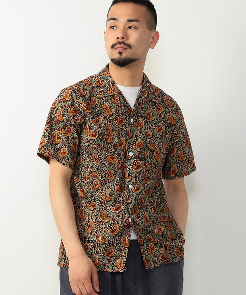 Beams Plus ビームスプラス の Beams Plus ブロックプリント オープンカラー ショートスリーブシャツ シャツ ブラウス Wear