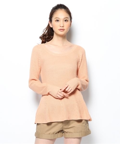 ROPE' PICNIC（ロペピクニック）の「片畦編みペプラムニットプルオーバー（ニット/セーター・レディース・ブルー/サンドベージュ/その他3/ピンク/ブラック・38）」の5枚目の写真