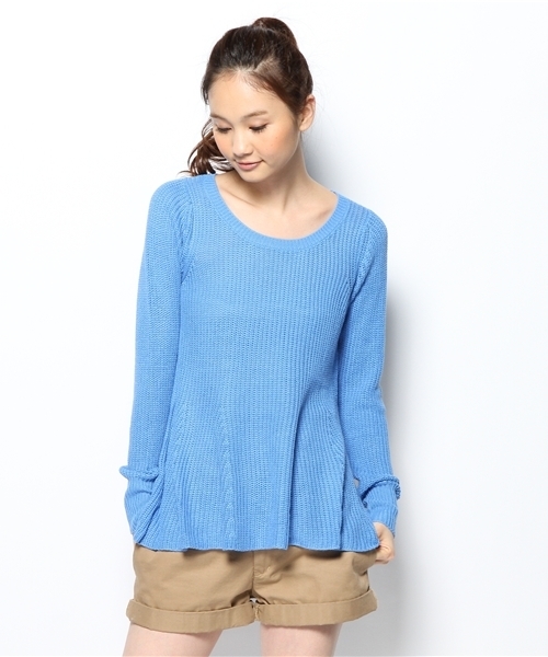 ROPE' PICNIC（ロペピクニック）の「片畦編みペプラムニットプルオーバー（ニット/セーター・レディース・ブルー/サンドベージュ/その他3/ピンク/ブラック・38）」の4枚目の写真