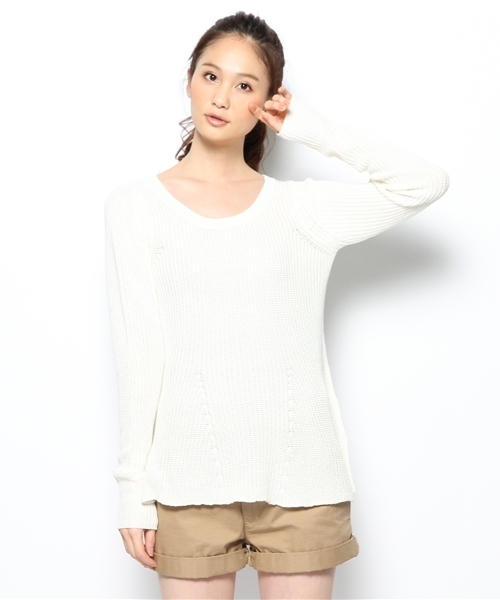 ROPE' PICNIC（ロペピクニック）の「片畦編みペプラムニットプルオーバー（ニット/セーター・レディース・ブルー/サンドベージュ/その他3/ピンク/ブラック・38）」の3枚目の写真