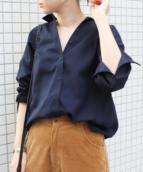 【新品タグ付】SLOBE IENA テンセルダンガリーオーバーシャツ ネイビー SLOBE IENA（スローブイエナ）の「テンセルダンガリーオーバーシャツ