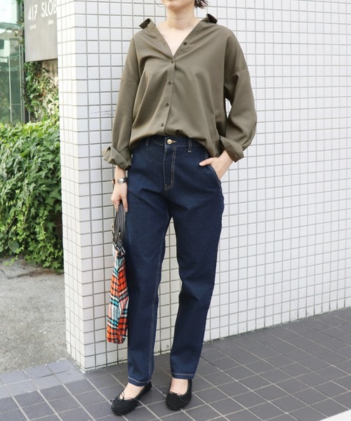 SLOBE IENA - 【新品タグ付】SLOBE IENA テンセルダンガリーオーバーシャツ ネイビー セール】テンセルダンガリーオーバーシャツ◇（シャツ/ブラウス