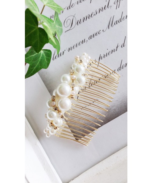 Cupid Heart(キューピッドハート)の「【Cupid Heart】結婚式アクセサリー ツイストパームコーム(バレッタ/ヘアクリップ・レディース・ゴールド・MEDIUM)」の7枚目の写真