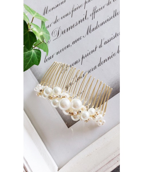Cupid Heart(キューピッドハート)の「【Cupid Heart】結婚式アクセサリー ツイストパームコーム(バレッタ/ヘアクリップ・レディース・ゴールド・MEDIUM)」の5枚目の写真