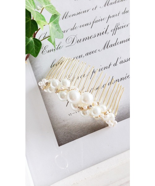 Cupid Heart(キューピッドハート)の「【Cupid Heart】結婚式アクセサリー ツイストパームコーム(バレッタ/ヘアクリップ・レディース・ゴールド・MEDIUM)」の8枚目の写真