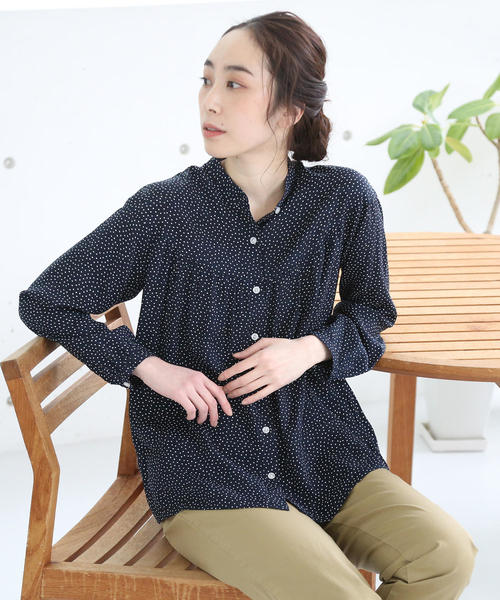 coen（コーエン）の「ドットギャザーブラウス（シャツ/ブラウス・レディース・オフホワイト/ネイビー・FREE）」の8枚目の写真