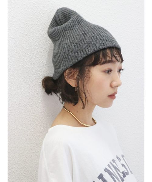 Ungrid（アングリッド）の「リブ編みニット帽（ニットキャップ/ビーニー・レディース・ブラック/ベージュ/グレー・FREE）」の3枚目の写真