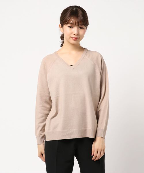 AMERICAN HOLIC（アメリカンホリック）の「Vネックベーシックプルオーバー　＊（ニット/セーター・レディース・サックスブルー/ベージュ/ブラック/チャコールグレー/アイボリー/ピンク/ブルー/杢グレー・M/L）」の6枚目の写真