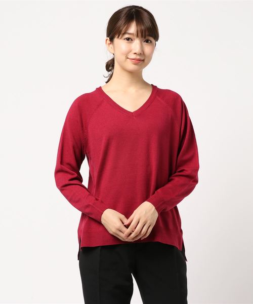 AMERICAN HOLIC（アメリカンホリック）の「Vネックベーシックプルオーバー　＊（ニット/セーター・レディース・サックスブルー/ベージュ/ブラック/チャコールグレー/アイボリー/ピンク/ブルー/杢グレー・M/L）」の2枚目の写真