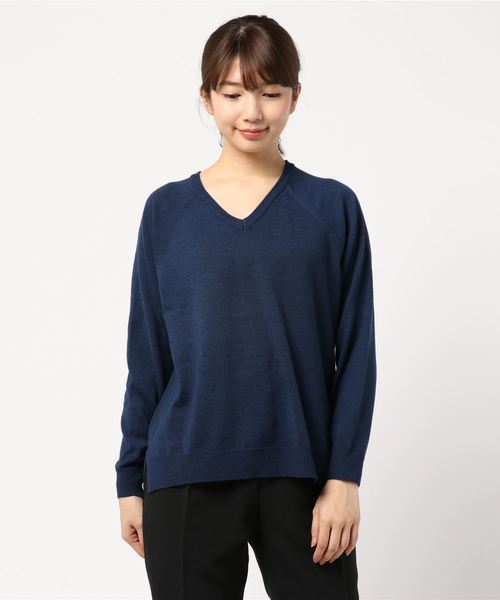 AMERICAN HOLIC（アメリカンホリック）の「Vネックベーシックプルオーバー　＊（ニット/セーター・レディース・サックスブルー/ベージュ/ブラック/チャコールグレー/アイボリー/ピンク/ブルー/杢グレー・M/L）」の8枚目の写真