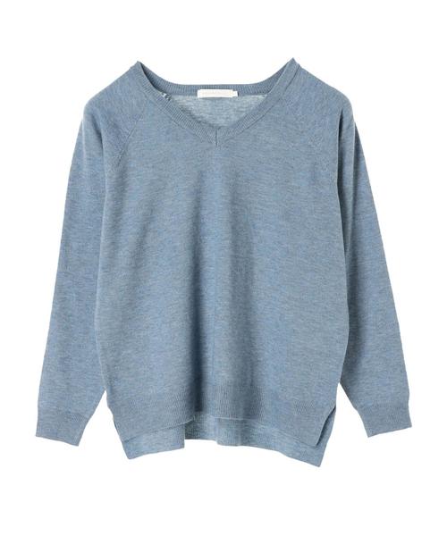 AMERICAN HOLIC（アメリカンホリック）の「Vネックベーシックプルオーバー　＊（ニット/セーター・レディース・サックスブルー/ベージュ/ブラック/チャコールグレー/アイボリー/ピンク/ブルー/杢グレー・M/L）」の21枚目の写真