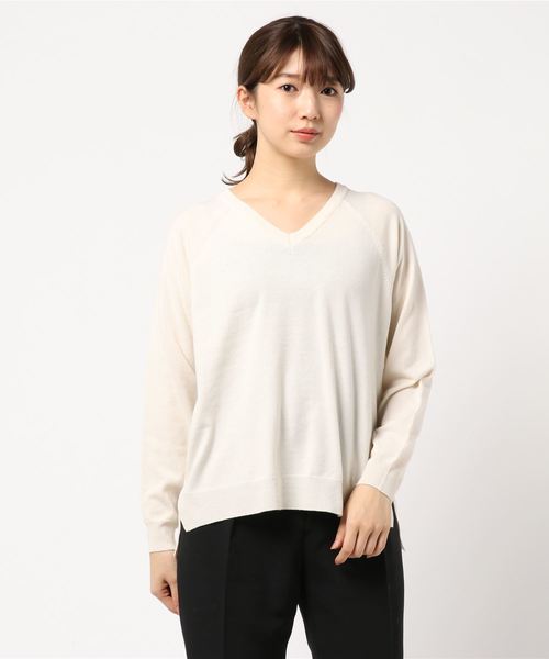 AMERICAN HOLIC（アメリカンホリック）の「Vネックベーシックプルオーバー　＊（ニット/セーター・レディース・サックスブルー/ベージュ/ブラック/チャコールグレー/アイボリー/ピンク/ブルー/杢グレー・M/L）」の10枚目の写真