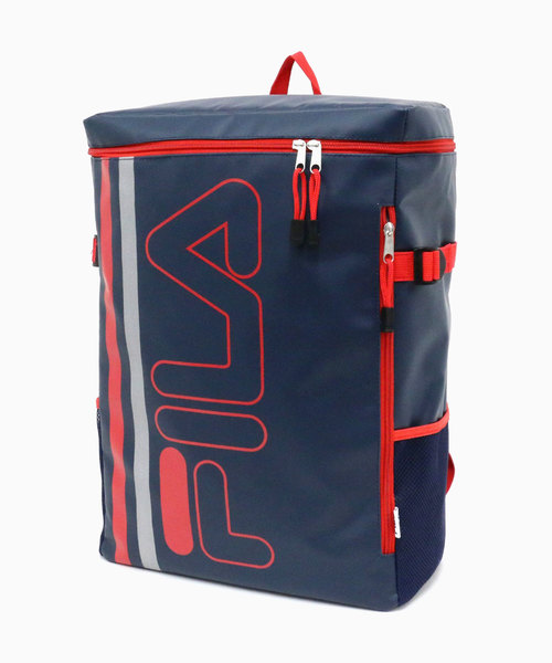FILA(フィラ)の「FILA/フィラ 撥水ボックスバックパック リュック(バックパック/リュック・メンズ・ブラック/ネイビー/レッド/ブラック×グリーン・FREE)」の3枚目の写真